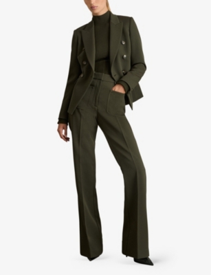 Reiss Womens  Priya Flared-leg Recycled Polyester-blend Trousers In Green