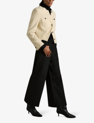 Shop Reiss Womens Myrtle Wide-leg High-rise Stretch-woven Culottes Black