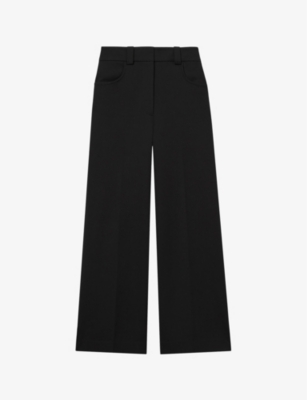Reiss Womens Myrtle Wide-leg High-rise Stretch-woven Culottes Black In Black