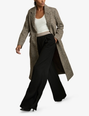 Reiss Womens  Abs Striped-waistband Recycled Polyester-blend Trousers In Black