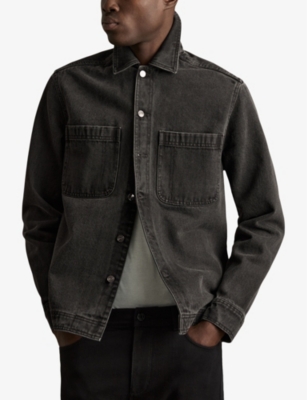 REISS: Tore button-through denim overshirt