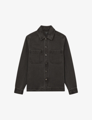 REISS: Tore button-through denim overshirt