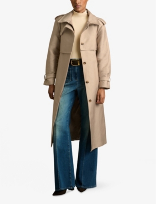 Reiss Womens Neutral August Gabardine Trench Coach In Neutral