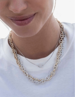 Apm Monaco Womens Maille Marine Sterling-silver And Zirconia Pendant Necklace In Silver