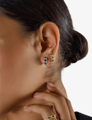 APM MONACO: Morse Code Heart sterling-silver and cubic zirconia huggie earrings