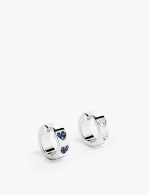 APM MONACO: Morse Code Heart sterling-silver and cubic zirconia huggie earrings