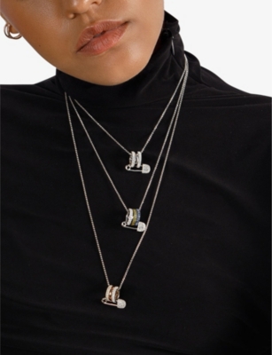 Apm Monaco Womens Safety Pin Sterling-silver And Cubic Zirconia Necklace In Silver