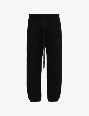 Shop Essentials Mens Relaxed-fit Brand-patch Cotton-blend Jersey Jogging Bottoms Black