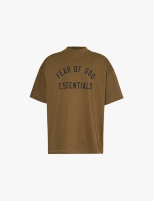Essentials Khaki Crewneck T-shirt In Olive