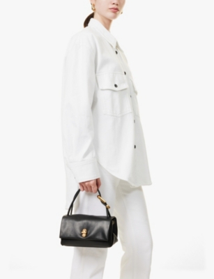Marc Jacobs Black Foiled-branding Small Leather Top-handle Bag In Black