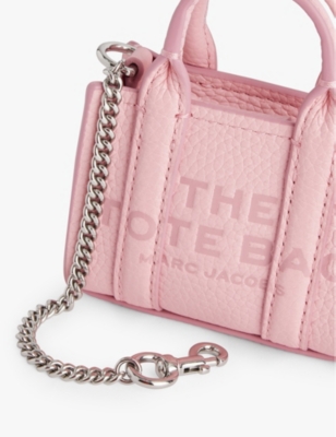 Marc Jacobs Ribbon Pink Nano Tote Leather Bag Charm In Ribbon Pink