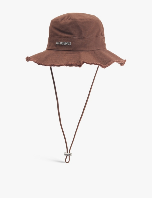 Le Bob Artichaut script-hardware large-brim cotton bucket hat