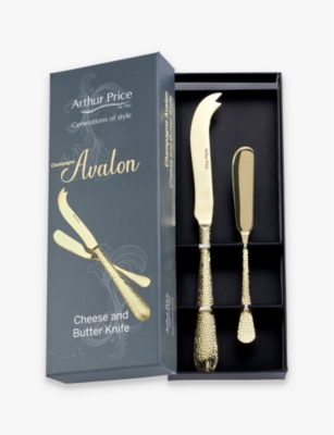 ARTHUR PRICE: Champagne Avalon PVD-coated stainless-steel cheese and butter knife set