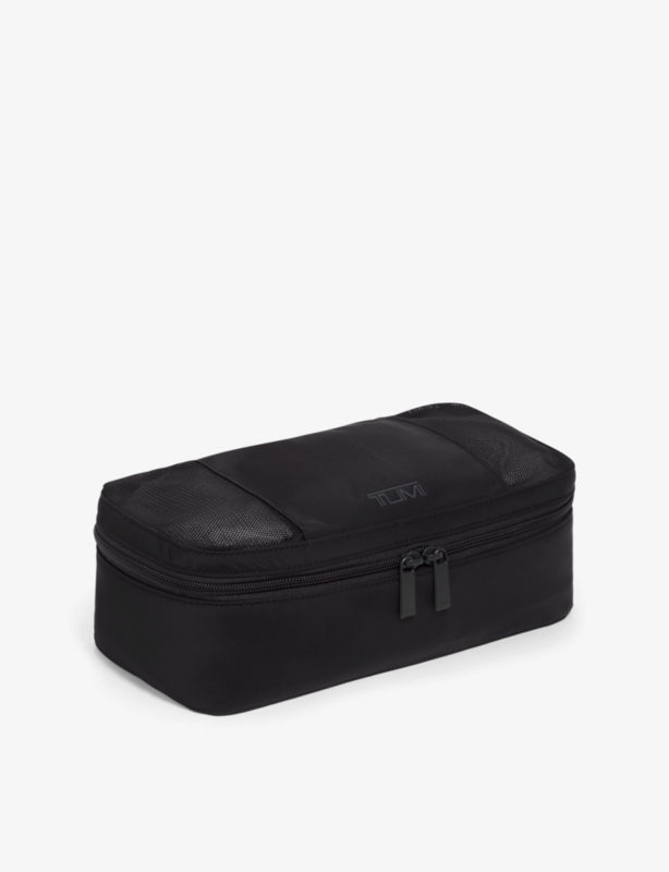 Small logo-embroidered woven packing cube
