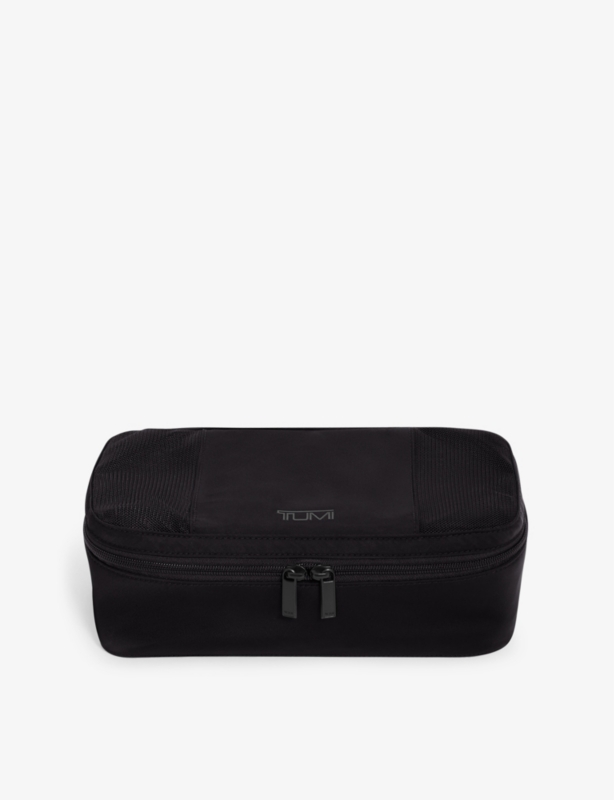 Small logo-embroidered woven packing cube
