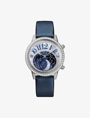 Shop Jaeger-lecoultre 3523490 Rendez-vous 18ct White-gold, Satin, Mother-of-pearl And 1.46ct Diamond Automatic Watch