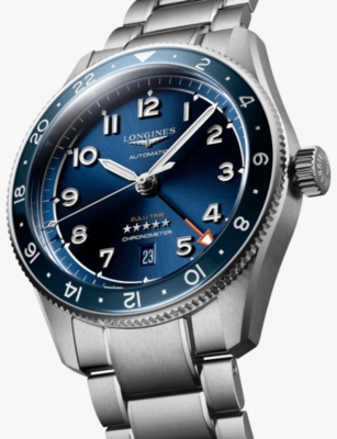 LONGINES MENS L3.812.4.93.6 LONGINES SPIRIT ZULU TIME STAINLESS-STEEL AUTOMATIC WATCH BLU 