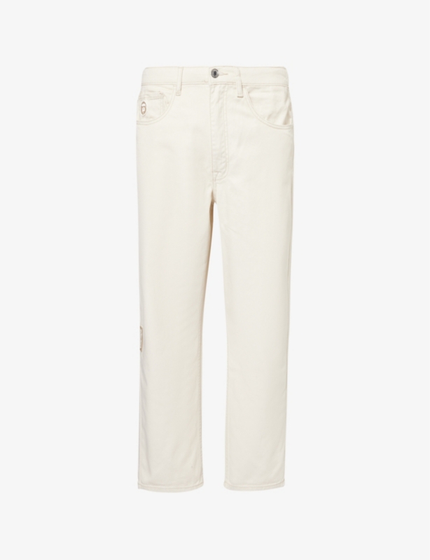 Logo-patch straight-leg denim jeans