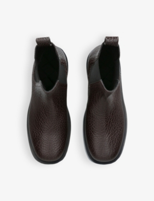 Bottega Veneta Round Head Chelsea Ankle Boots In Dark Brown
