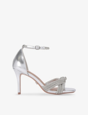 CARVELA: Arielle Crystal-Knot Woven Heeled Sandals