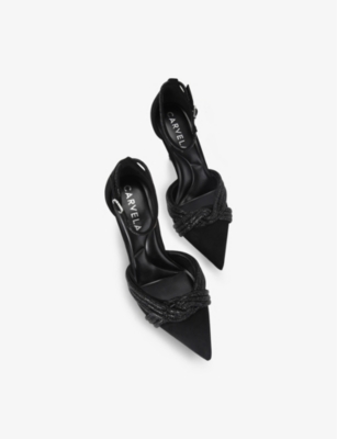 CARVELA: Arielle Crystal-Knot Woven Court Heels