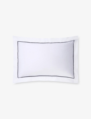 The White Company /navy Savoy Oxford Square Single Cotton Pillowcase In White