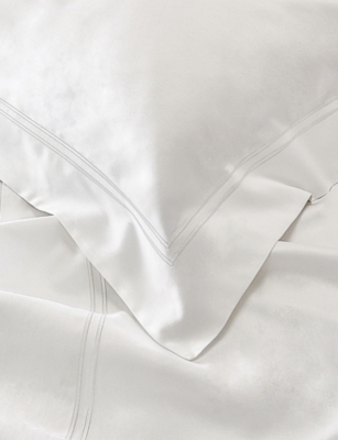The White Company Symons Double-row Cotton Duvet Cover In White