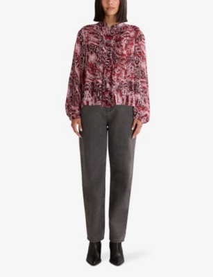 RO&ZO: Snakeskin-pattern pintuck woven blouse