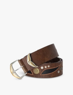 Shop Zadig & Voltaire Womens Heritage Jane Stud-embellished Leather Belt