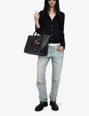 Zadig & Voltaire Womens Black Jemma Diamante-buttoned Merino-wool Cardigan In Black