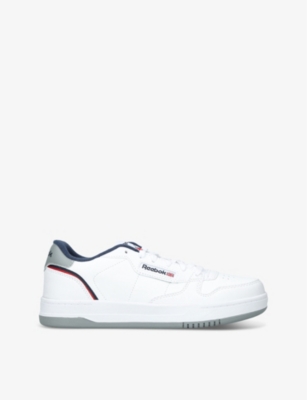 Reebok White/navy Kids' Phase Court Logo-patch Leather Low-top Trainers