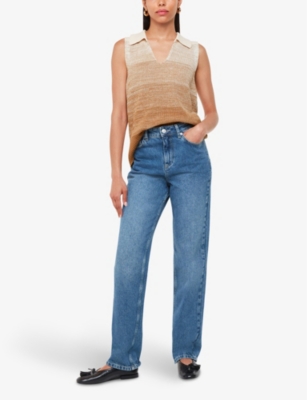 Whistles Collared Ombre Top In Multi-coloured