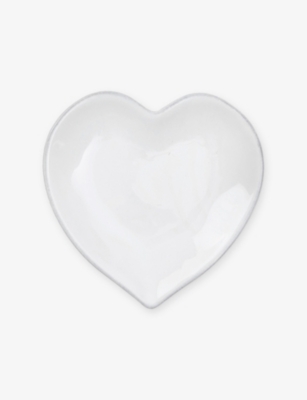 The White Company Porto Heart Stoneware Trinket Dish 13.5cm In White