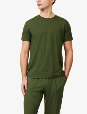 Derek Rose Mens Green Basel 15 Crewneck Short-sleeve Stretch-jersey T-shirt In Green