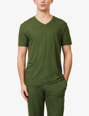 Derek Rose Mens Green Basel 15 Crewneck Short-sleeve Stretch-jersey T-shirt In Green