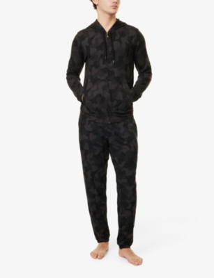 Derek Rose Mens  London Camouflage-print Modal-blend Hoody In Black
