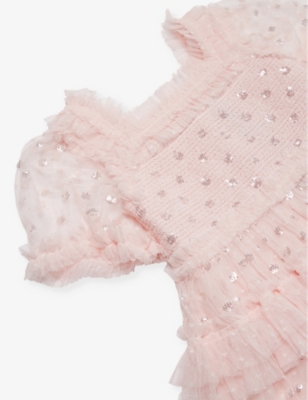 NEEDLE AND THREAD: Polka Dot Sequin-Embellished Woven Dress 4-10 Years