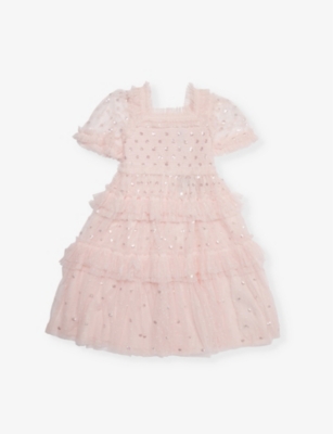 NEEDLE AND THREAD: Polka Dot Sequin-Embellished Woven Dress 4-10 Years