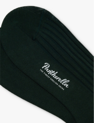 Pantherella Mens Dark Green Danvers Branded Cotton-blend Socks In Dark Green
