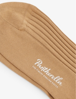 Pantherella Mens Light Khaki Danvers Branded Cotton-blend Socks In Light Khaki