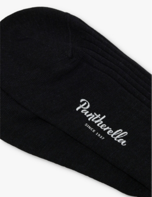Pantherella Mens Black Laburnum Branded Wool-blend Socks In Black