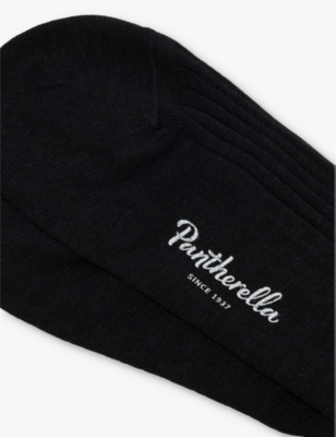 Shop Pantherella Mens Laburnum Branded Wool-blend Socks Black