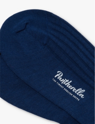 Pantherella Mens Dark Blue Laburnum Branded Wool-blend Socks In Dark Blue