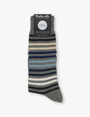 PANTHERELLA MENS PANTHERELLA KILBURN STRIPE PATTERN COTTON-BLEND SOCKS 