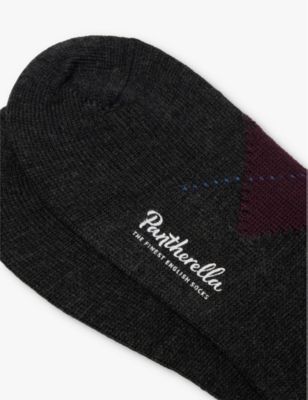 Pantherella Mens Charcoal Racton Knitted Wool-blend Socks In Charcoal