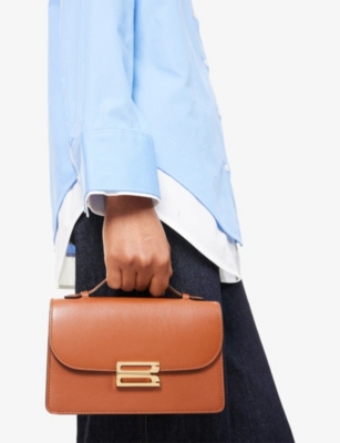 Victoria Beckham Womens Tan Dorian Mini Leather Cross-body Bag
