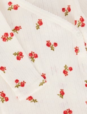 KONGES SLOJD: Heart-Print Pointelle Cotton Romper 0-6 Months