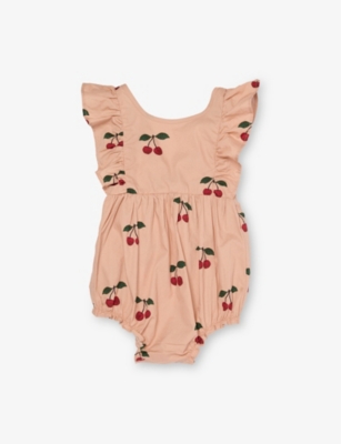 KONGES SLOJD: Verbena Cherry Cotton Romper 3-24 Months