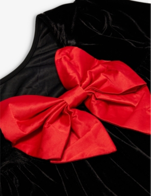 KONGES SLOJD: Gia bow-trim long-sleeve velvet dress