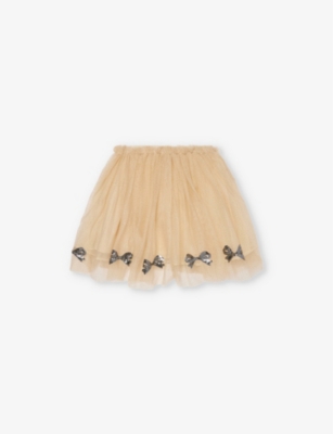 KONGES SLOJD: Embellished-bow glitter tulle mini skirt 12 months - 6 years
